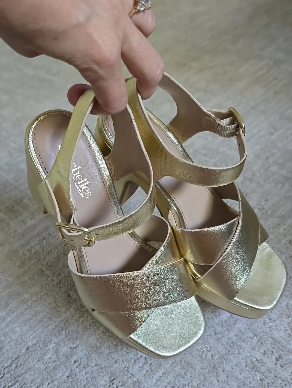 Seychelles | Blessings Gold Leather Platform Criss Cross Sandals
